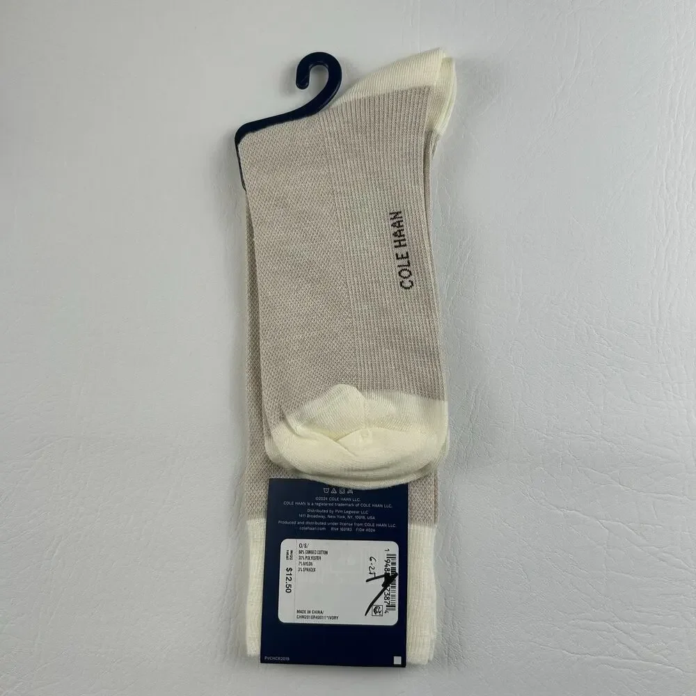 Cole Haan Men’s Ivory Dress Crew Socks Comfort Stretch Size 7-12 NWT